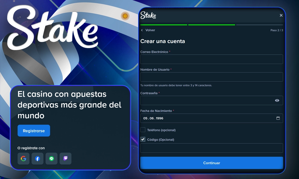 Registro en Stake Argentina